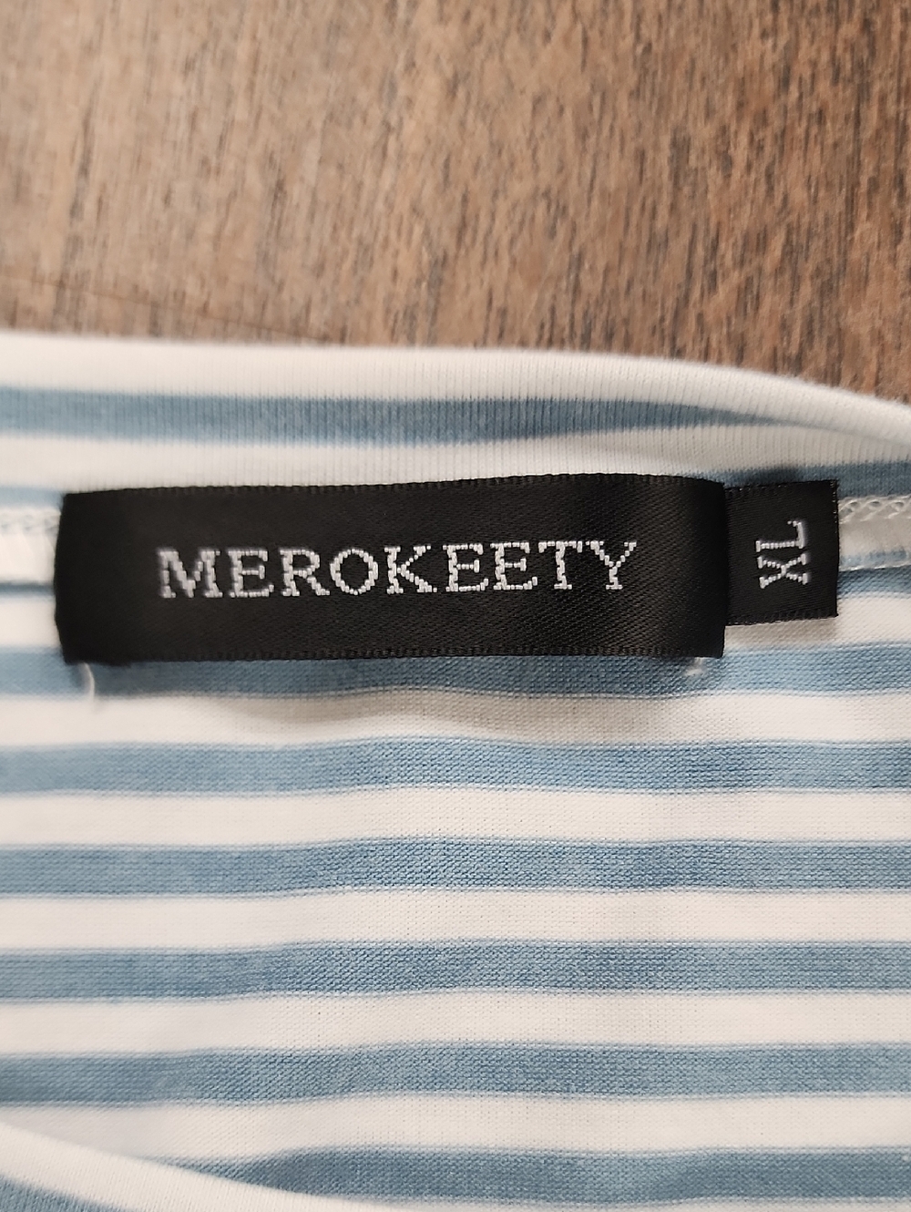 Merokeety Blue White Striped Tie Waist Midi Dress Size XL - Picture 6 of 10